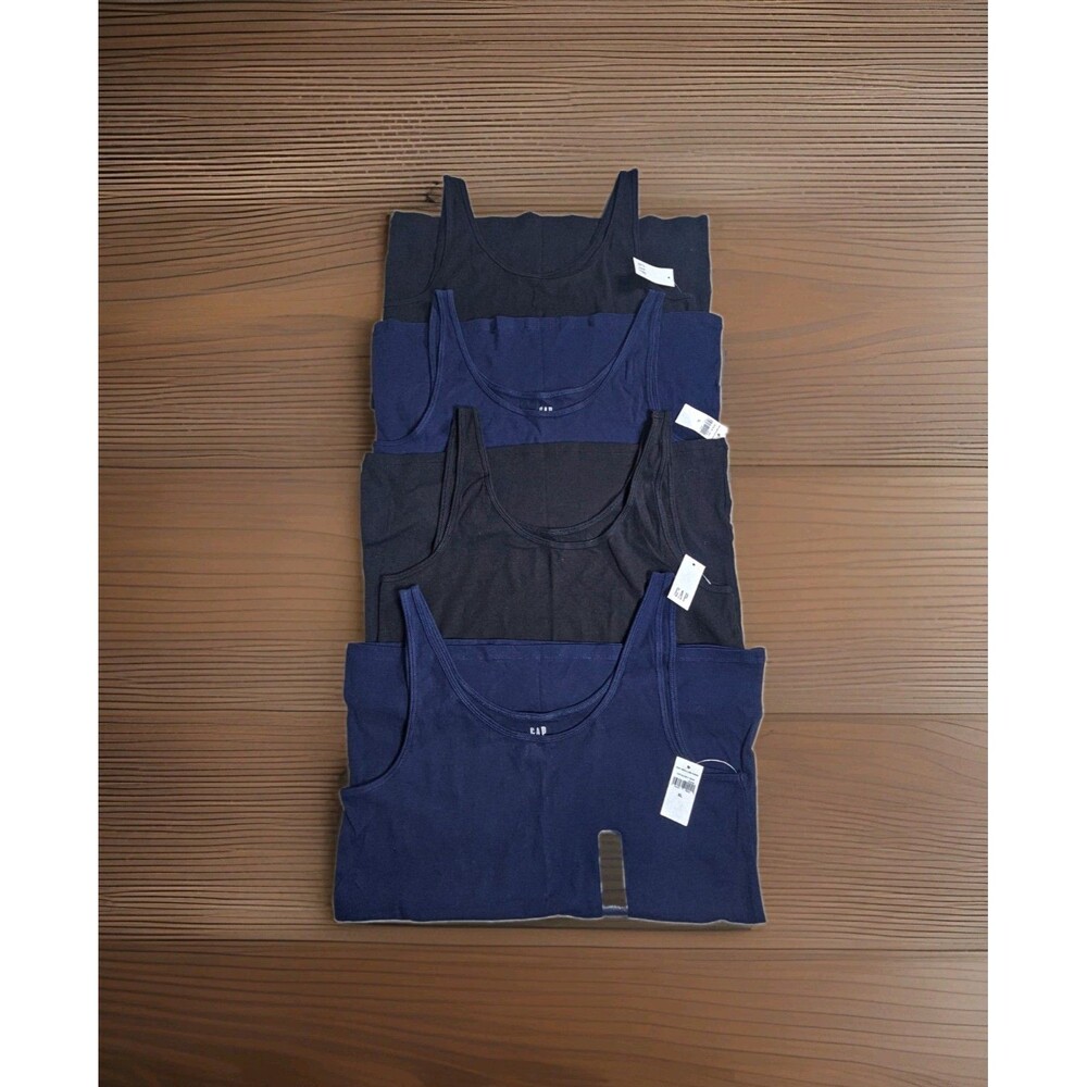 Gap Womens Favorite Tank Top Lot Size XL 4 Pack Bundle Black Navy Ribbed